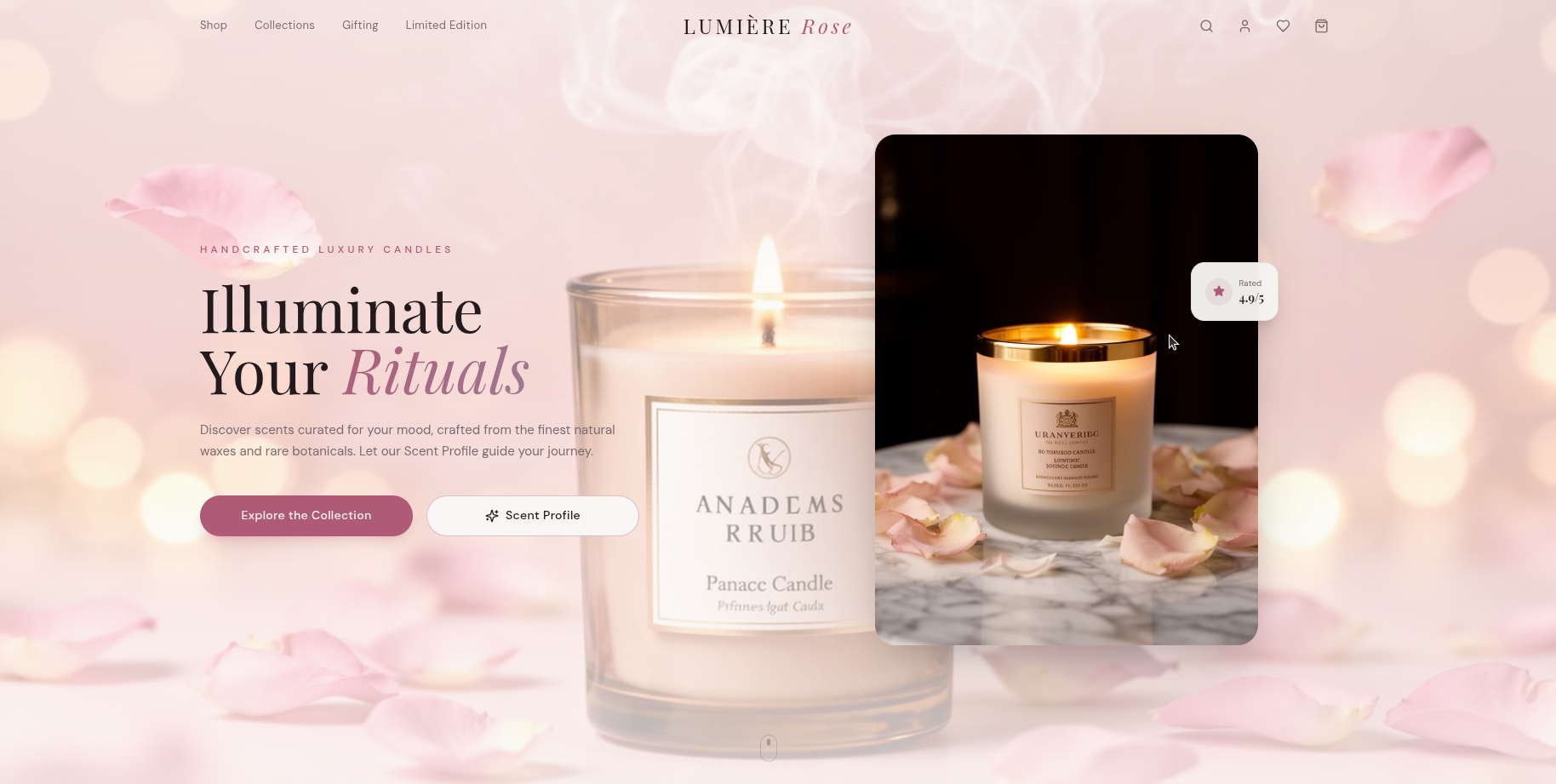 Lumiere luxury candle storefront