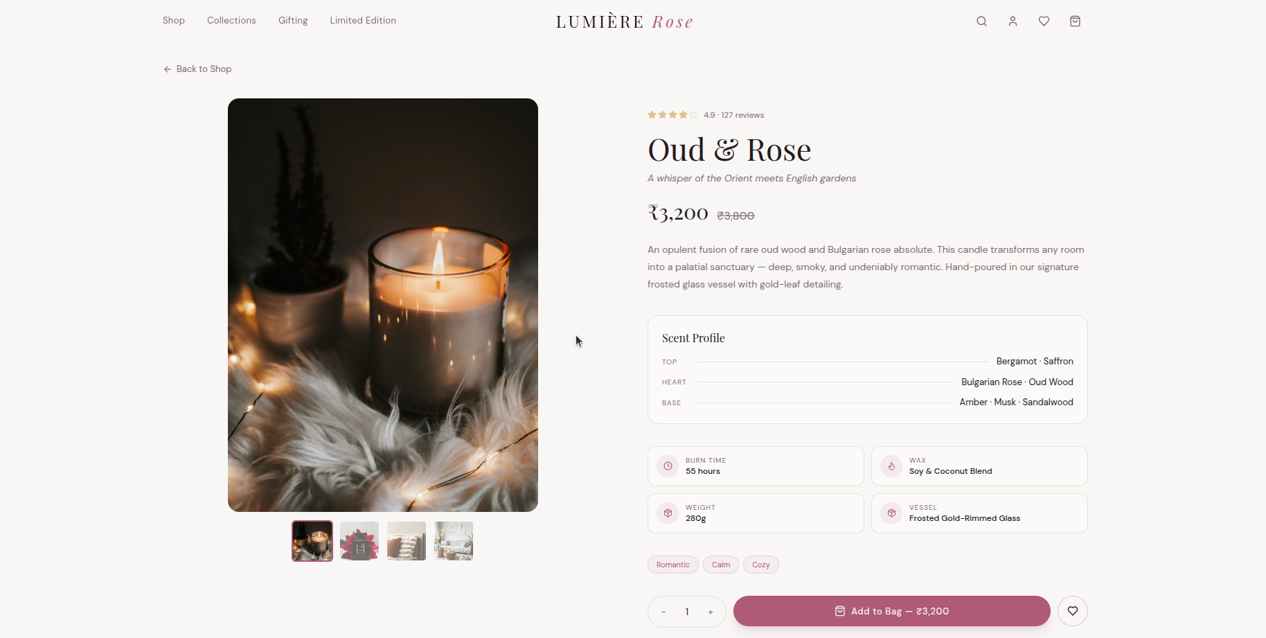 Lumiere luxury candle storefront 2