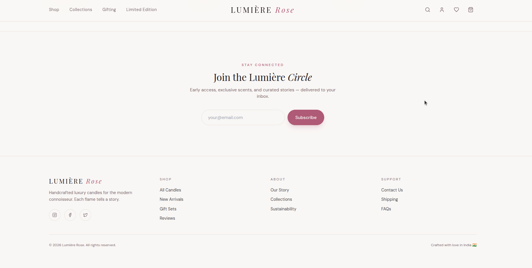 Lumiere luxury candle storefront 5
