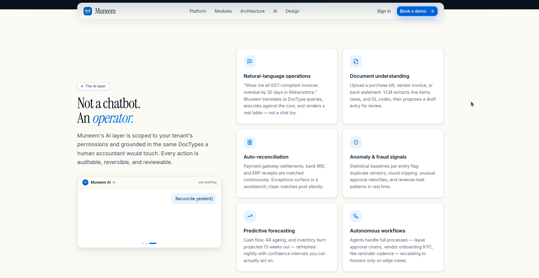 Muneem ERP dashboard interface 2