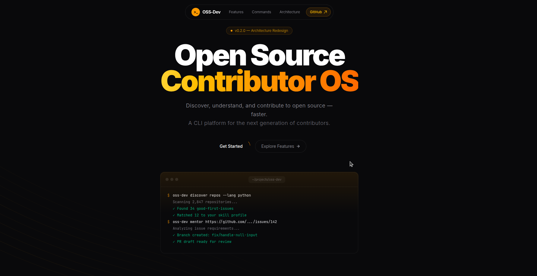OSS-Dev terminal interface